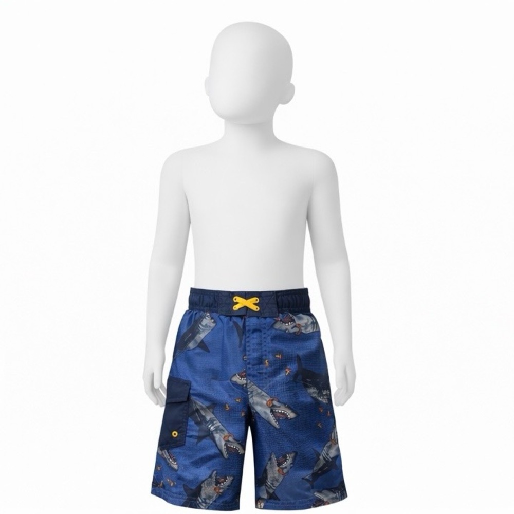 Cat & Jack Boys Shark Swim Trunks S (6/7) Blue NWT - Picture 6 of 9